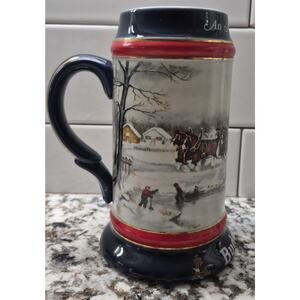 1990 Budweiser Holiday Stein “An American Tradition" World Famous Clydesdales